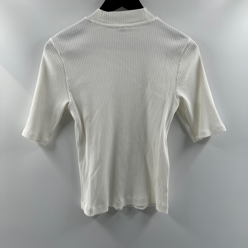 Old Navy White Ribbed High Neck Half Sleeve Top Size Large - Picture 5 of 7